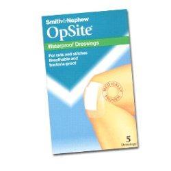 MEDICAZIONE POST OPERATORIA ADESIVA STERILE IN POLIURETANO SEMI PERMEABILE TRASPARENTE CON TAMPONE A BASSA ADERENZA OPSITE POST OP 9,5X8,5CM 5 PEZZI - Farmadillo