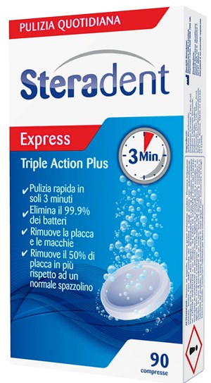 STERADENT TRIPLE ACTION PLUS 90 COMPRESSE PULENTI - Farmadillo