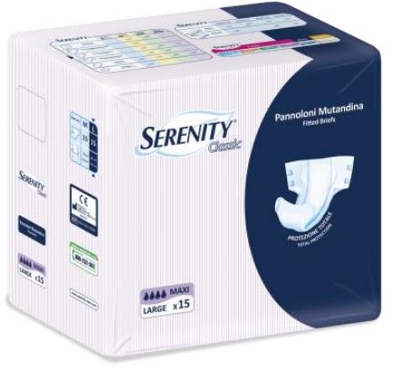 PANNOLONE PER INCONTINENZA A MUTANDINA SERENITY CLASSIC FORMATO MAXI TAGLIA LARGE 15 PEZZI - Farmadillo