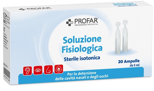 SOLUZIONE FISIOLOGICA STERILE ISOTONICA PROFAR 20 AMPOLLE DA 5 ML - Farmadillo
