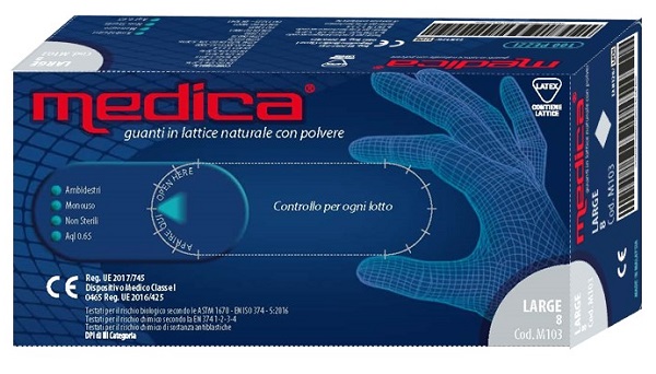 MEDICA GUANTO LATTICE N/STERILE CON POLVERE DM MISURA L 100 PEZZI - Farmadillo