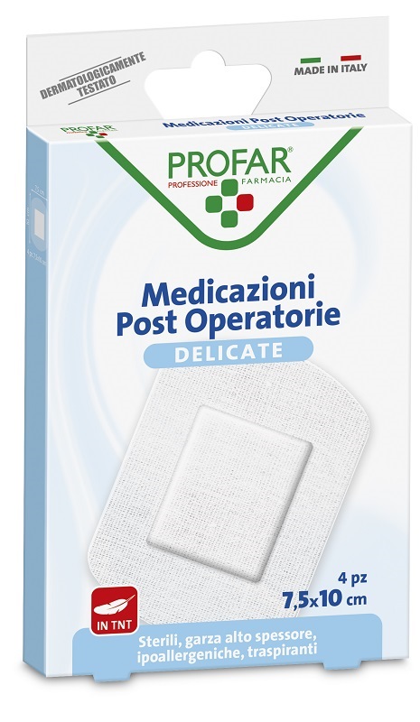 MEDICAZIONE POST OPERATORIA STERILE GARZA ANTIADERENTE 7,5X10 CM 4 PEZZI PROFAR - Farmadillo
