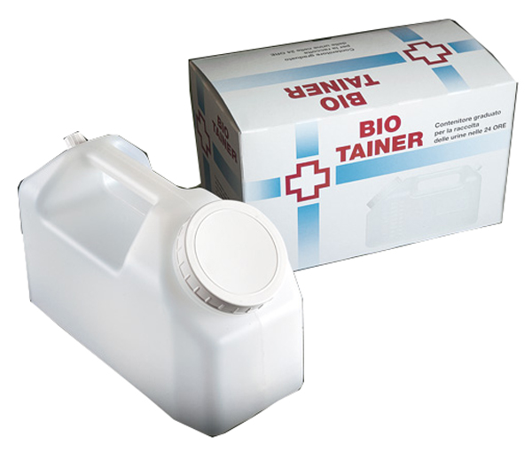 TANICA GRADUATA BIO TAINER PER RACCOLTA DI URINA NELLE 24 ORE 2500 ML CON TAPPINO DI PRELIEVO E MANICO 1 PEZZO - Farmadillo