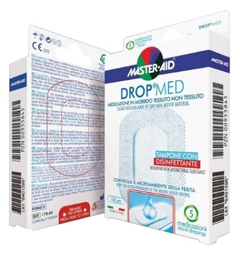 MEDICAZIONE COMPRESSA AUTOADESIVA DERMOATTIVA IPOALLERGENICA AERATA MASTER-AID DROP MED 7X5 5 PEZZI - Farmadillo
