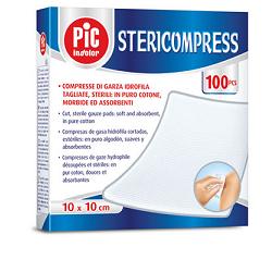 GARZA COMPRESSA IDROFILA PIC STERICOMPRESS 10X10 CM 4 BUSTE  25 PEZZI - Farmadillo