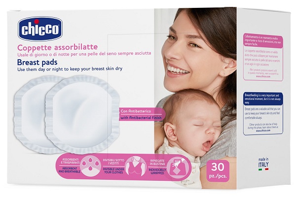 CHICCO COPPETTA ASSORBILATTE ANTIBATTERICA 30 PEZZI - Farmadillo