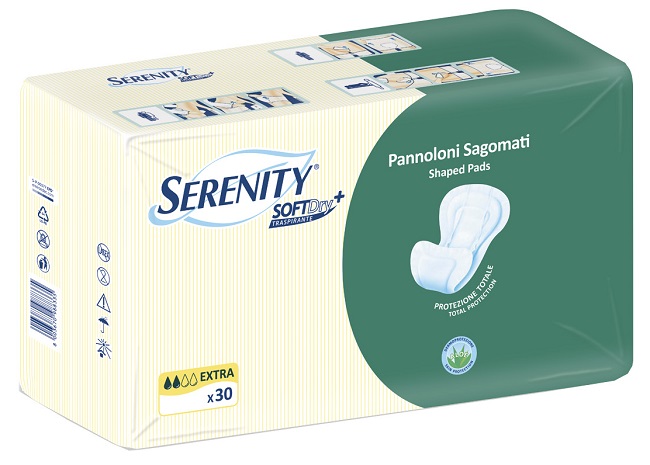 PANNOLONE PER INCONTINENZA SAGOMATO SERENITY SOFTDRY+ ALOE EXTRA 30 PEZZI - Farmadillo