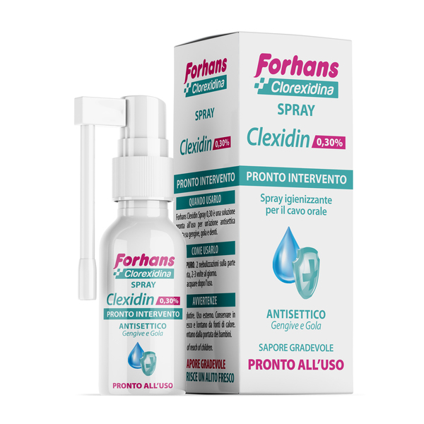 COLLUTORIO SPRAY CON CLOREXIDINA FORHANS CLEXIDIN 50ML - Farmadillo