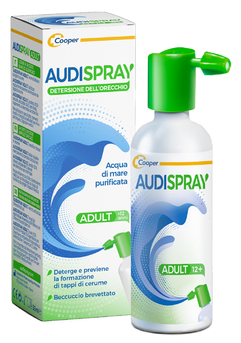AUDISPRAY ADULT SOLUZIONE DI ACQUA DI MARE IPERTONICA SPRAY SENZA GAS DETERSIONE ORECCHIO 50 ML - Farmadillo