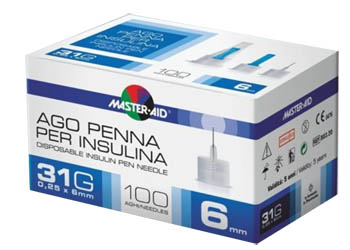AGO PER PENNA DA INSULINA MASTER-AID 31 GAUGE 6 MM 100 PEZZI - Farmadillo