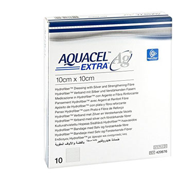 AQUACEL AG EXTRA MEDICAZIONE CON IONI ARGENTO 10X10 CM 10 PEZZI - Farmadillo