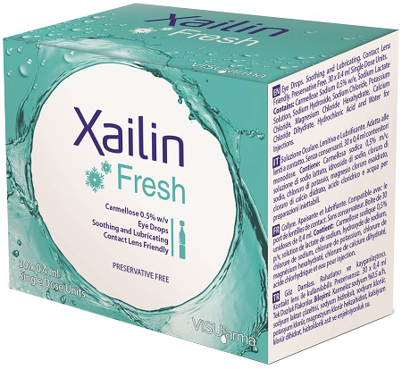 XAILIN FRESH GOCCE OCULARI CARBOSSIMETILCELLULOSA 0,5% 30 FLACONCINI MONODOSE 0,4 ML - Farmadillo