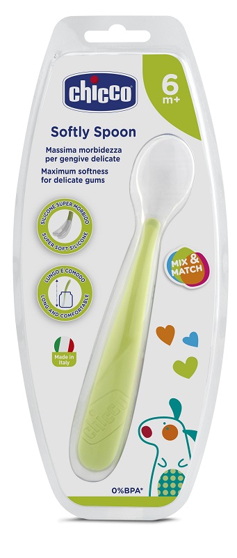CHICCO CUCCHIAIO MORBIDO SILICONE 6M+ VERDE UP - Farmadillo