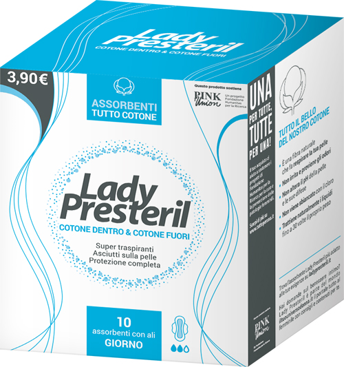 LADY PRESTERIL COTONE DENTRO & COTONE FUORI 10 ASSORBENTI CON ALI GIORNO PROMO - Farmadillo