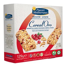 PIACERI MEDITERRANEI CEREALORO BARRETTA DI RISO CON MAIS E MIRTILLI ROSSI 6 PEZZI DA 21,5 G - Farmadillo