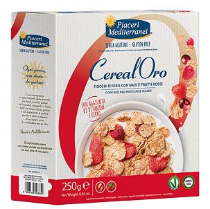 PIACERI MEDITERRANEI CEREALORO FIOCCHI DI RISO CON MAIS E FRUTTI ROSSI 250 G - Farmadillo