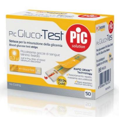 STRISCE MISURAZIONE GLICEMIA PIC GLUCOTEST 50 PEZZI - Farmadillo