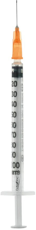 SIRINGA PER INSULINA EXTRAFINE 1ML 100 UI AGO REMOVIBILE 25 GAUGE 0,5X16 MM 1 PEZZO - Farmadillo