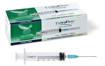 SIRINGA EXTRAFINE 5 ML GAUGE 23 0,60X30MM 10 PEZZI - Farmadillo