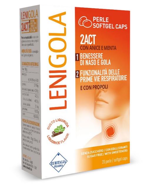 LENIGOLA 20 PERLE SOFTGEL CAPS LIQUIRIZIA - Farmadillo
