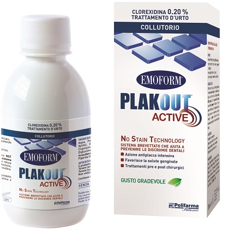 EMOFORM PLAK OUT ACTIVE CLOREXIDINA 0,20% COLLUTORIO 200 ML - Farmadillo