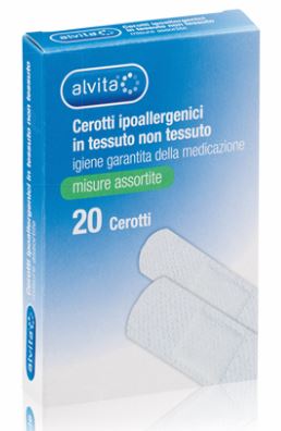 ALVITA CEROTTO IN TESSUTO NON TESSUTO ESTENSIBILE BIANCO CON TAMPONE ANTISETTICO ASSORTITO 20 PEZZI - Farmadillo