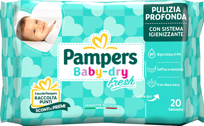 SALVIETTINE UMIDIFICATE PAMPERS BABY FRESH 30% + CONSISTENTE 20 PEZZI - Farmadillo