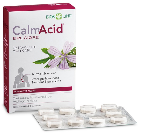 BIOSLINE CALMACID BRUCIORE 20 TAVOLETTE MASTICABILI - Farmadillo