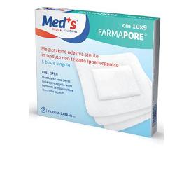 CEROTTO MEDS FARMAPORE STERILE CON TAMPONE DI GARZA CENTRALE E BORDI ADESIVI 6X9 CM 5 PEZZI - Farmadillo