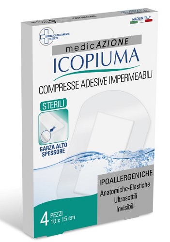ICOPIUMA GARZA COMPRESSA MEDICATA POSTOPERATORIA 10X15 CM 4 PEZZI - Farmadillo