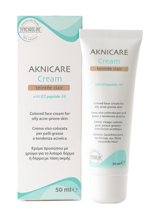CREMA TRATTANTE COLORATA PER PELLE ACNEICA AKNICARE CREAM TEINTEE CLAIR TUBETTO 50 ML - Farmadillo