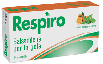 CARAMELLE BALSAMICHE PER LA GOLA RESPIRO GUSTO MENTA MANDARINO 24 PEZZI - Farmadillo