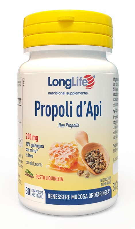 LONGLIFE PROPOLI D'API 30 COMPRESSE MASTICABILI - Farmadillo