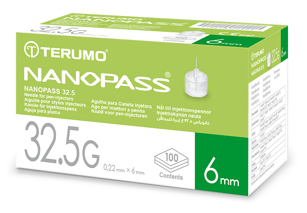 AGO PER PENNA DA INSULINA NANOPASS 32,5 GAUGE LUNGHEZZA 6 MM 100 PEZZI - Farmadillo