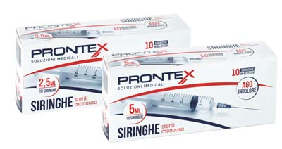 SIRINGA PRONTEX 2,5 ML AGO IND 10 PEZZI - Farmadillo