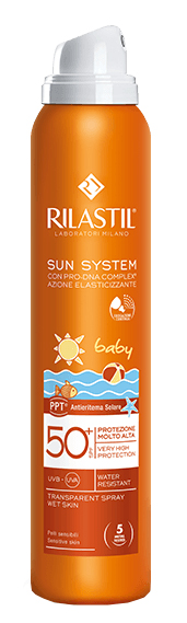 RILASTIL SUN SYSTEM BABY PPT SPF 50+ TRANSPARENT SPRAY WET SKIN 200 ML - Farmadillo