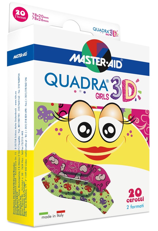 CEROTTO MASTER-AID QUADRA 3D GIRLS 20 PEZZI ASSORTITI - Farmadillo
