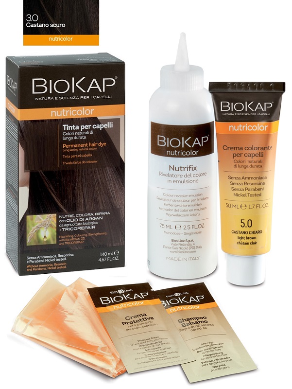 BIOKAP NUTRICOLOR 3,0 NEW CASTANO SCURO TINTA TUBO + FLACONE - Farmadillo