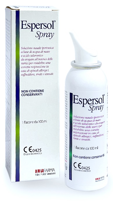 SOLUZIONE NASALE ESPERSOL SPRAY IPERTONICA A BASE DI ACQUA DI MARE E ACIDO IALURONICO 0,02% 100ML - Farmadillo