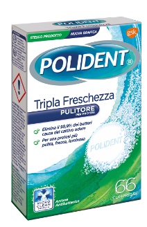 POLIDENT TRIPLA FRESCHEZZA 66 COMPRESSE - Farmadillo