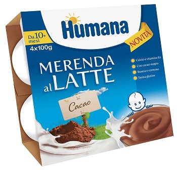 HUMANA MERENDA AL LATTE GUSTO CIOCCOLATO 100 G 4 PEZZI - Farmadillo