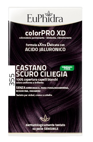 EUPHIDRA COLORPRO XD 355 CASTANO SCURO CILIEGIA GEL COLORANTE CAPELLI IN FLACONE + ATTIVANTE + BALSAMO + GUANTI - Farmadillo