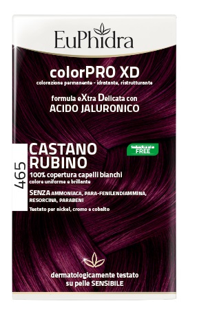 EUPHIDRA COLORPRO XD 465 CAST RUBINO GEL COLORANTE CAPELLI IN FLACONE + ATTIVANTE + BALSAMO + GUANTI - Farmadillo