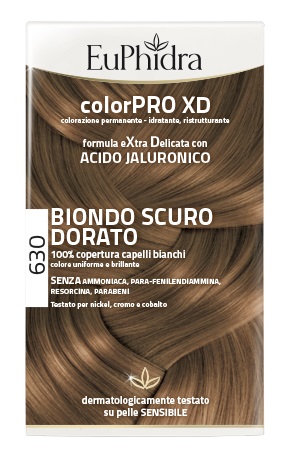 EUPHIDRA COLORPRO XD 630 BIONDO SCURO DORATO GEL COLORANTE CAPELLI IN FLACONE + ATTIVANTE + BALSAMO + GUANTI - Farmadillo
