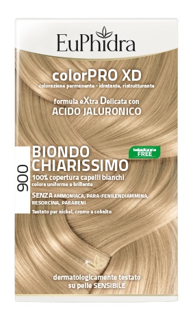 EUPHIDRA COLORPRO XD 900 BIONDO CHIARISSIMO GEL COLORANTE CAPELLI IN FLACONE + ATTIVANTE + BALSAMO + GUANTI - Farmadillo