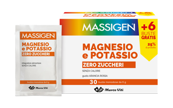 MASSIGEN MAGNESIO E POTASSIO ZERO ZUCCHERI 24 BUSTINE + 6 GRATIS - Farmadillo