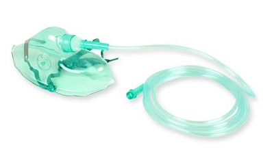 MASCHERA PER OSSIGENO IN PVC PER ADULTI CON TUBO LUNGHEZZA 210 CM CLIP STRINGINASO REGOLABILE FETTUCCIA ELASTICA - Farmadillo