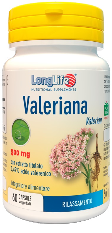 LONGLIFE VALERIANA 60 CAPSULE 500 MG - Farmadillo