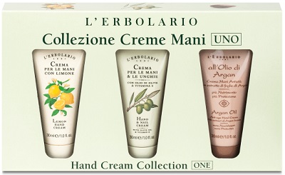 CREME MANI UNO COLLEZIONE CON CREMA MANI LIMONE 30 ML + CREMA MANI E UNGHIE OLIO D'OLIVA 30 ML + ALL'OLIO DI ARGAN CREMA MANI 30 ML - Farmadillo
