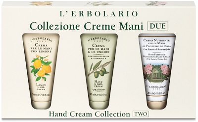 COLLEZIONE CREME MANI DUE CON CREMA MANI LIMONE 30 ML + CREMA MANI E UNGHIE OLIO DI OLIVA 30 ML + CREMA NUTRIENTE MANI ROSA 30 ML - Farmadillo